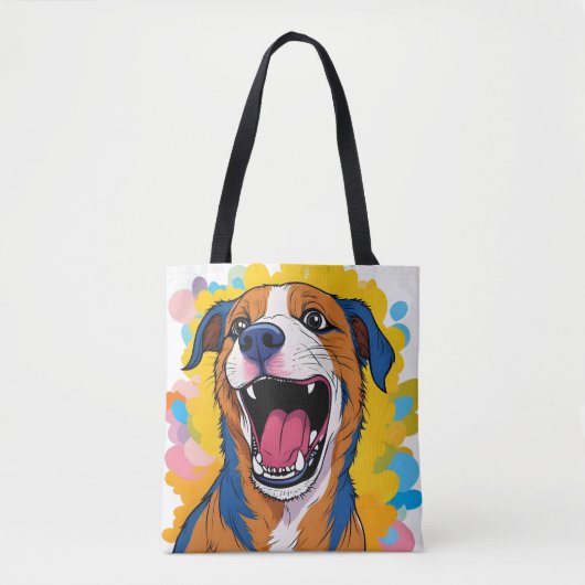 Dog with Paint Splatter Print Smiling Dog Design Tote Bag (Voorkant)