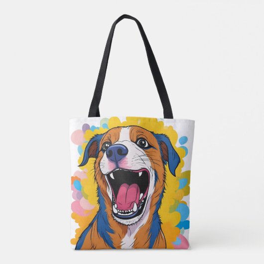 Dog with Paint Splatter Print Smiling Dog Design Tote Bag (Achterkant)