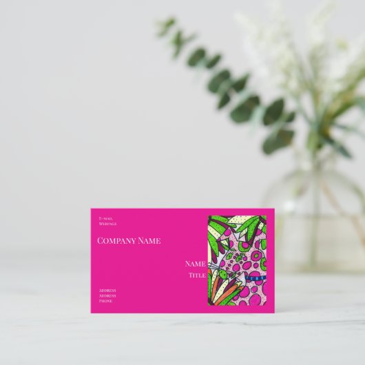 Dog with Pink Dots Company Business Cards Visitekaartje (Staand voorkant)