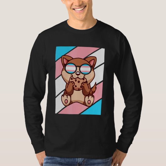 Dog With Pride Transgender Flag LGBTQ Proud Ally P T-shirt (Voorkant)