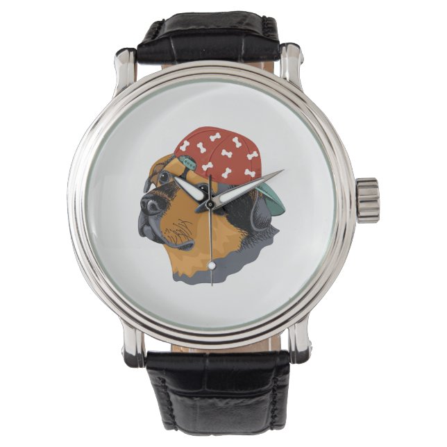 Dog with red cap horloge (Voorkant)