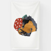 Dog with red cap spandoek (Verticaal)