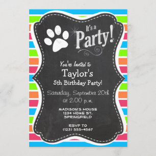 Dog, Woof; Neon Sinaasappel Roze Blauw Groene Stre Kaart