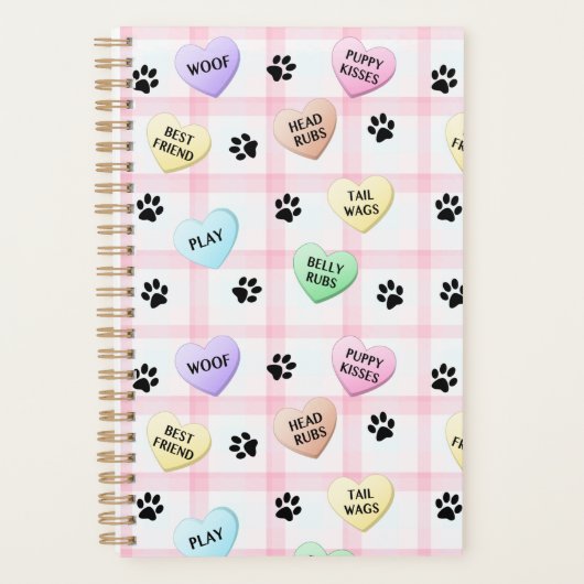 Dog Words Love Hearts Paw Prints Day Planner (Voorkant)