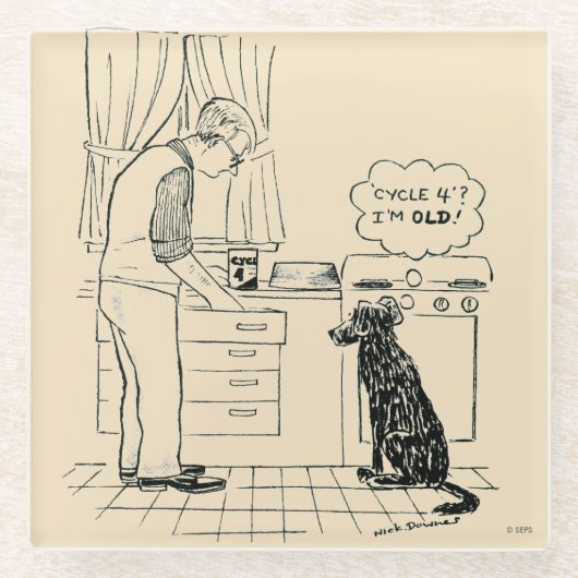 Dog wordt ouder glazen onderzetter (Voorkant)