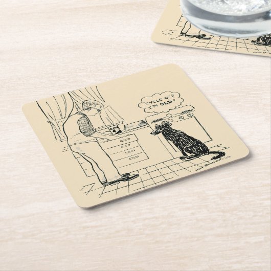 Dog wordt ouder kartonnen onderzetters (Schuin)