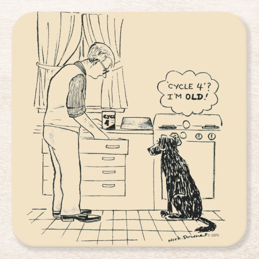 Dog wordt ouder kartonnen onderzetters (Voorkant)