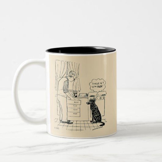 Dog wordt ouder tweekleurige koffiemok (Links)