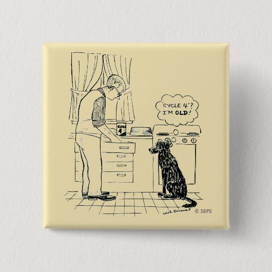 Dog wordt ouder vierkante button 5,1 cm (Voorkant)