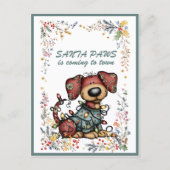 Dog Wrapped In Lights Santa PAWS is Coming to Town Feestdagenkaart (Voorkant)