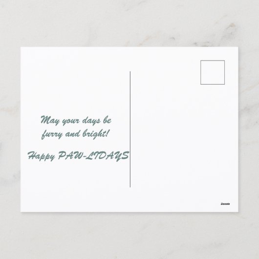 Dog Wrapped In Lights Santa PAWS is Coming to Town Feestdagenkaart (Achterkant)