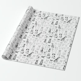 Dog Wrapping Paper - ontwerp voor zwarte en witte  Cadeaupapier