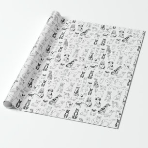 Dog Wrapping Paper - ontwerp voor zwarte en witte  Cadeaupapier