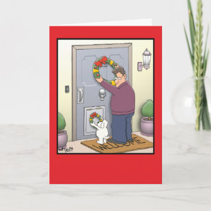Dog Wreath Funny Christmas Card Feestdagen Kaart