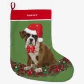 Dog Xmas Cute Boxer Santa hat kerststop Grote Kerstsok (Voorkant)