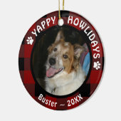 Dog YAPPY HOWLIDAYS Red Buffalo Pset Photo Keramisch Ornament (Links)