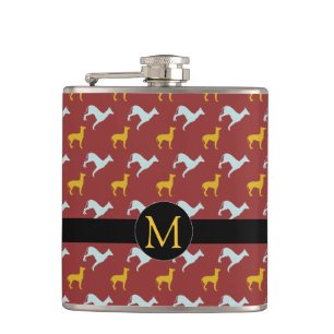 Dog Year 2018 Zodiac Birthday Monogram Flask Heupfles