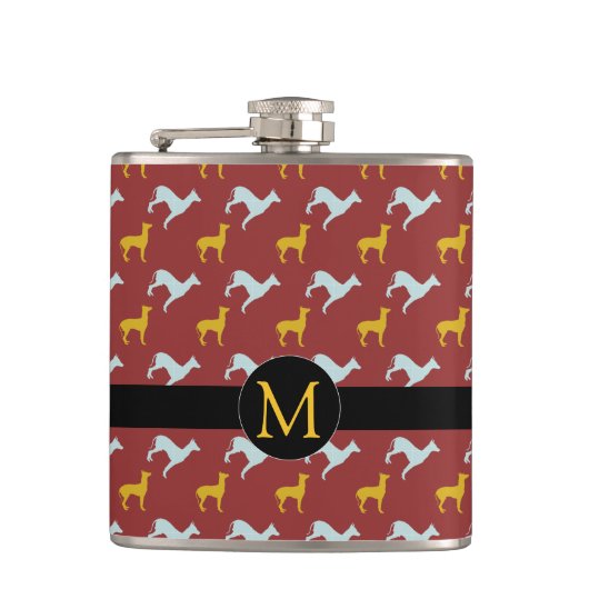 Dog Year 2018 Zodiac Birthday Monogram Flask Heupfles (Voorkant)
