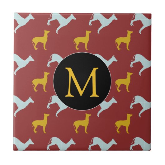 Dog Year 2018 Zodiac Birthday Monogram Tegel Tegeltje (Voorkant)