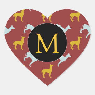 Dog Year Zodiac Birthday Monogram hart S Sticker