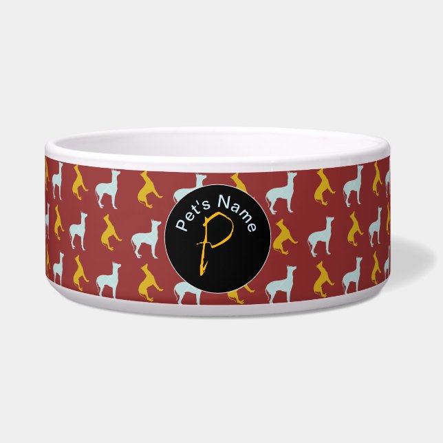 Dog Year Zodiac Birthday Monogram Pet's Bowl Voerbakje (Voorkant)