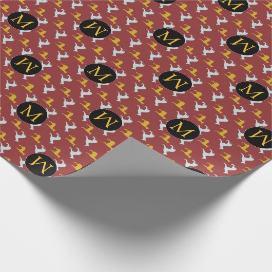 Dog Year Zodiac Birthday Monogram Wrapping P Cadeaupapier (Hoek)