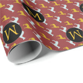 Dog Year Zodiac Birthday Monogram Wrapping P Cadeaupapier (Rol Hoek)