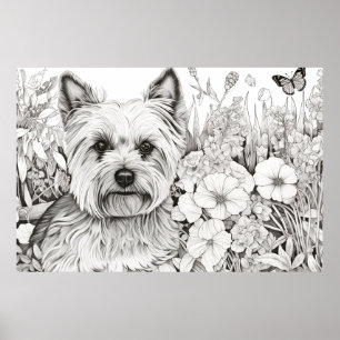 Dog Yorkshire Terrier Vreedzame Natuur Prairie Pet Poster