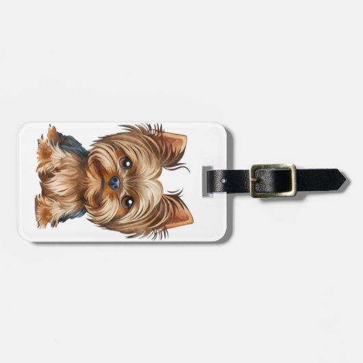 Dog yorkshire terrier waterverf | bagagelabel (Voorkant horizontaal)