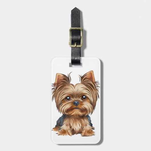 Dog yorkshire terrier waterverf | bagagelabel (Voorkant verticaal)