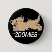 Dog Zoomies Funny Black Ronde Button 5,7 Cm (Voorkant)