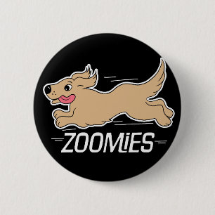 Dog Zoomies Funny Black Ronde Button 5,7 Cm