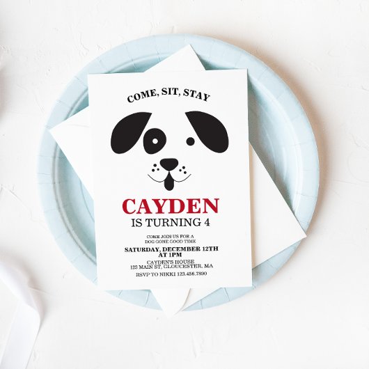 Dog zwarte en witte vlek Birthday Kaart