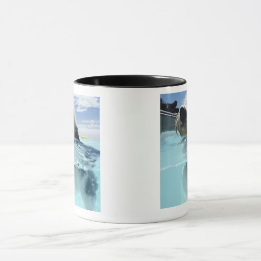 Dog zwemmen in een zwembad mok (Midden)