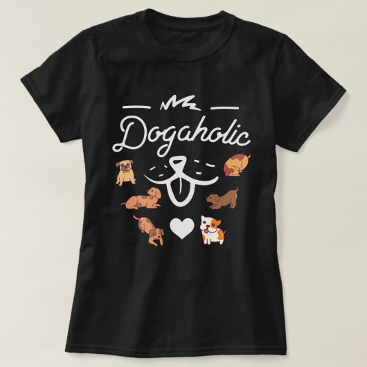 dogaholic T-shirt | hondenliefhebber paars T-shirt (Design voorkant)