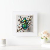 Dogbane beetle 100724IREF113 - Watercolor Vierkante Klok (Huis)