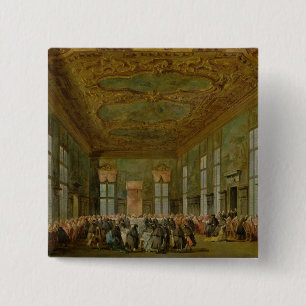 Doge Alvise Mocenigo IV Geeft een banket Vierkante Button 5,1 Cm