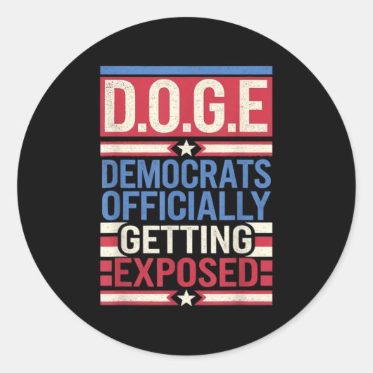 Doge Anti-Government Efficiency US Flag GR Ronde Sticker (Voorkant)