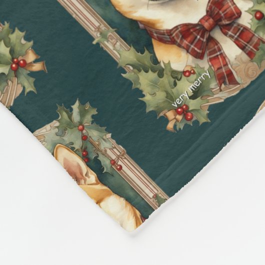 Doge Christmas Wow Fleece Deken (Hoek)