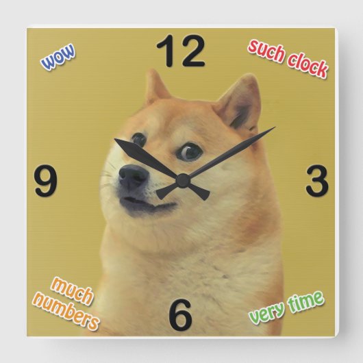 Doge Clock Vierkante Klok (Voorkant)