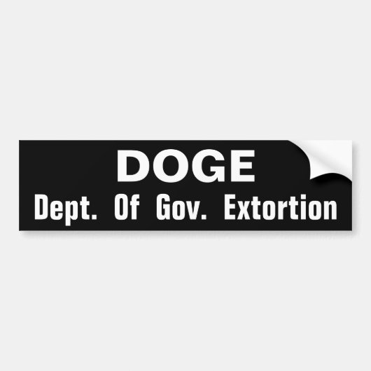 Doge Deept van Gov. Afpersing Bumpersticker (Voorkant)