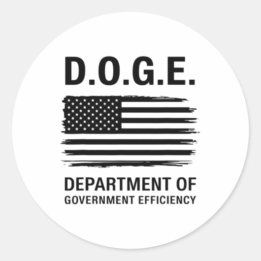 Doge Department of Government Efficiency 4 Ronde Sticker (Voorkant)