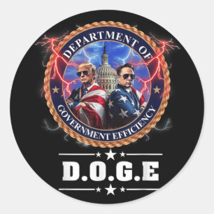 Doge Department of Government Efficiency Trump 47T Ronde Sticker