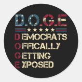 Doge Department of Government Efficiency U Ronde Sticker (Voorkant)