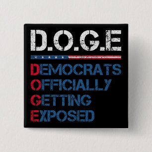 DOGE Department of Government Efficiency Vierkante Button 5,1 Cm
