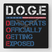 DOGE Department of Government Efficiency Vierkante Klok (Voorkant)