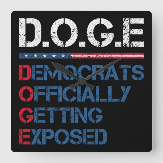 DOGE Department of Government Efficiency Vierkante Klok (Voorkant)