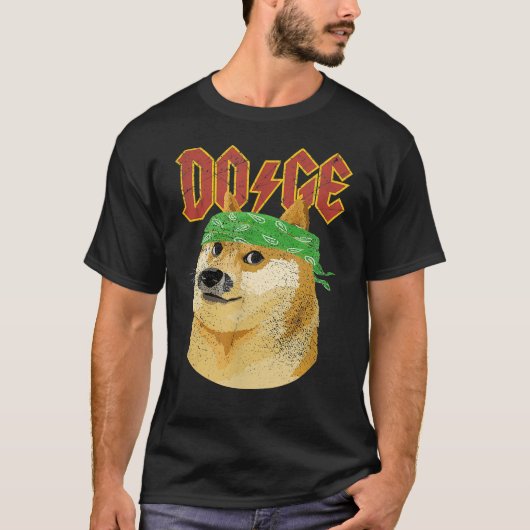 Doge Dogecoin Logo Meme Funny Retro Distre T-shirt (Voorkant)
