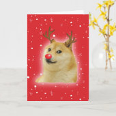 Doge Dogright Doggo Dog Kerst Mis Meme Kaart rood (Gele Bloem)