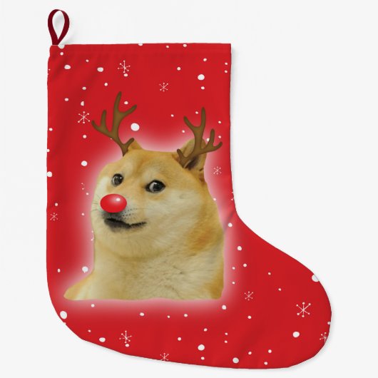 Doge Dogright Doggo Dog kerstkaart rood Grote Kerstsok (Voorkant)